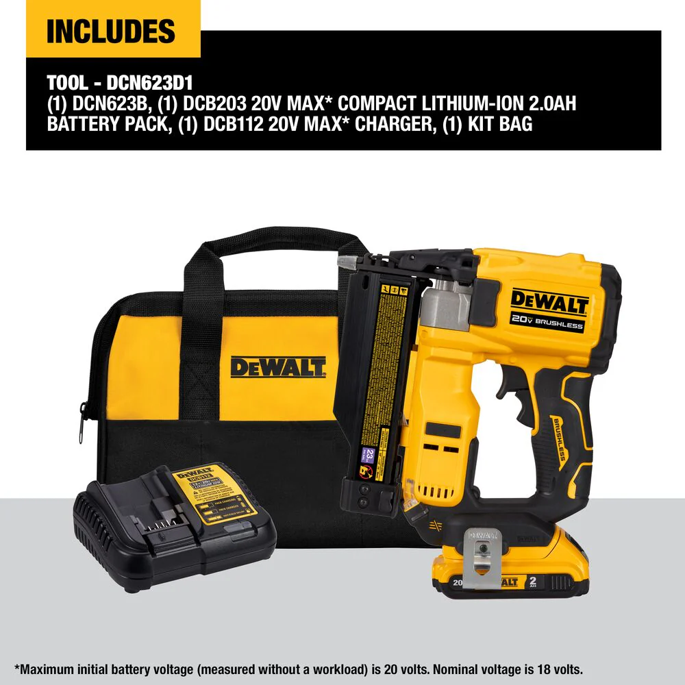DeWALT DCN623D1 20V ATOMIC COMPACT SERIES MAX 23 Guage Pin Nailer Kit