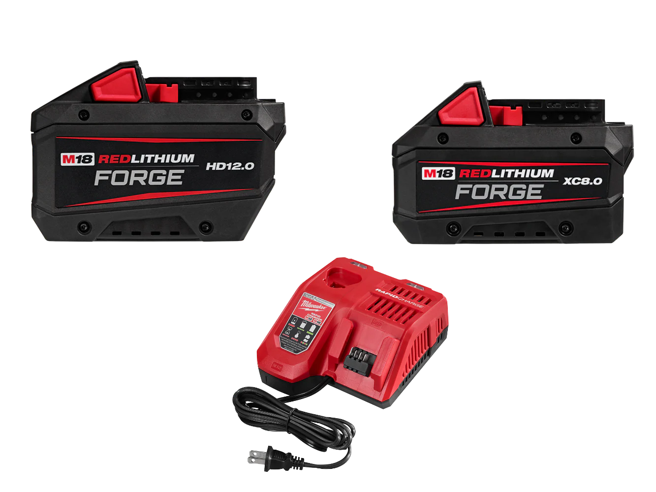 Milwaukee 48-11-1813GBx8 M18 Forge 12AH Battery and 8AH Battery and Charger