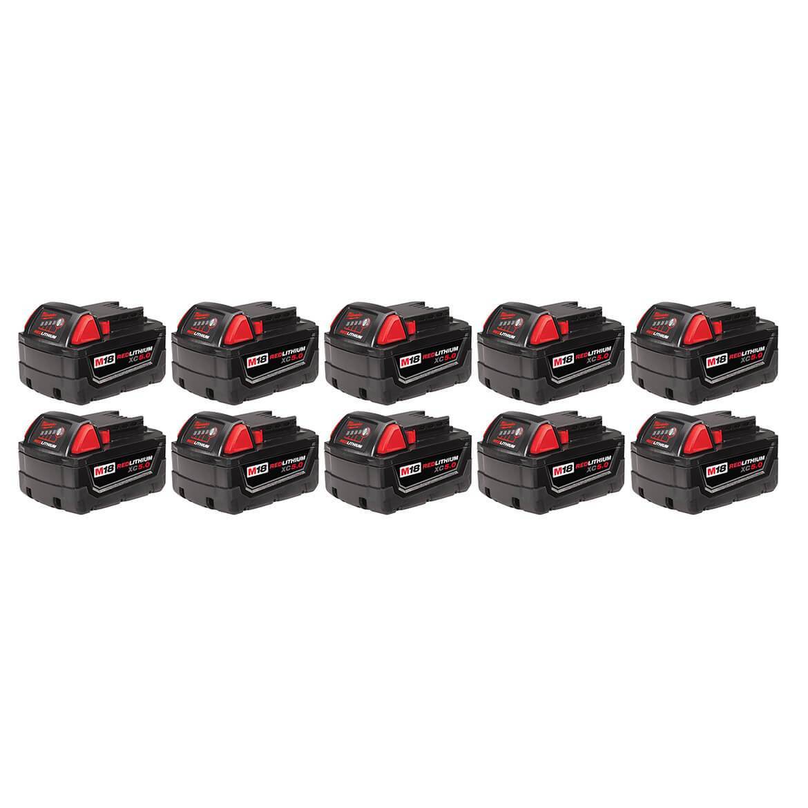 Milwaukee 48-11-1851 M18 18V 5.0Ah REDLITHIUM Cordless Battery Pack - 10pk