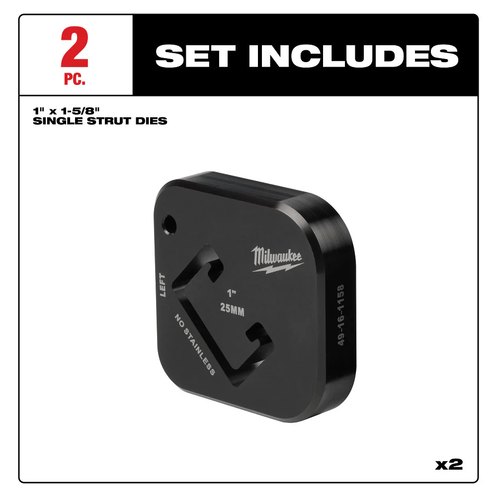 Milwaukee 49-16-1158 1 x 1-5/8 Heavy Duty Single Strut Shearing Dies