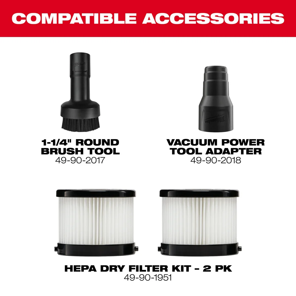 Milwaukee 0882-20 M18 18V Lithium-ion Cordless Compact Vacuum - Bare Tool