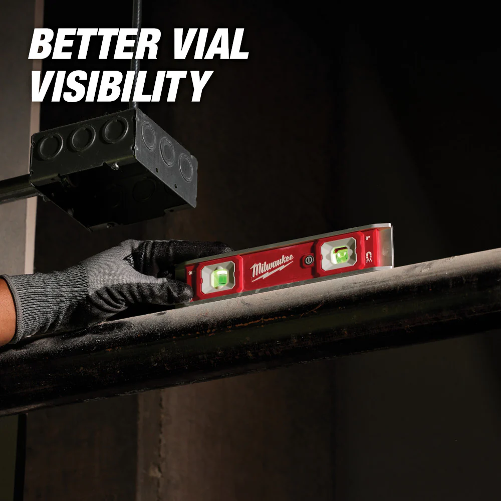 Milwaukee 48-22-5105 9 Durable High Contrast Torpedo Level w/ Lighted Vials
