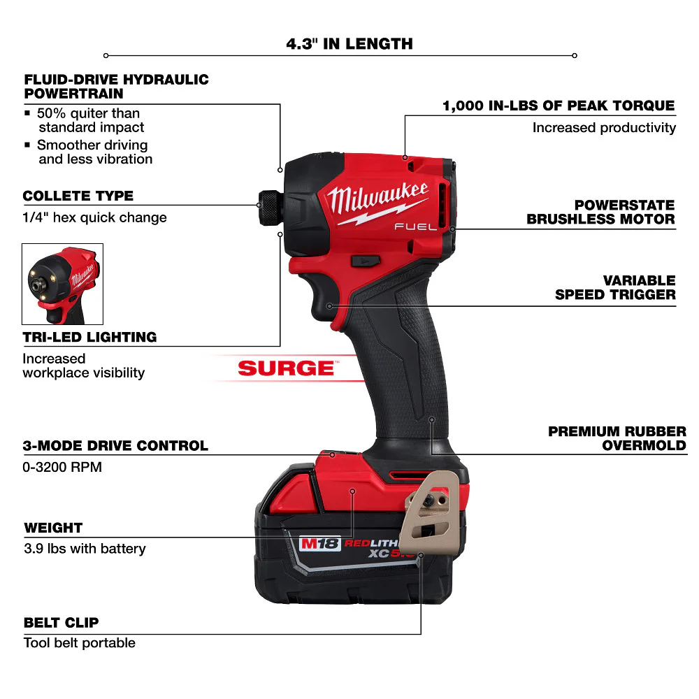 Milwaukee 3799-22 M18 FUEL 18V 2-Tool Cordless Li-Ion Combo Kit w/ AUTOSTOP