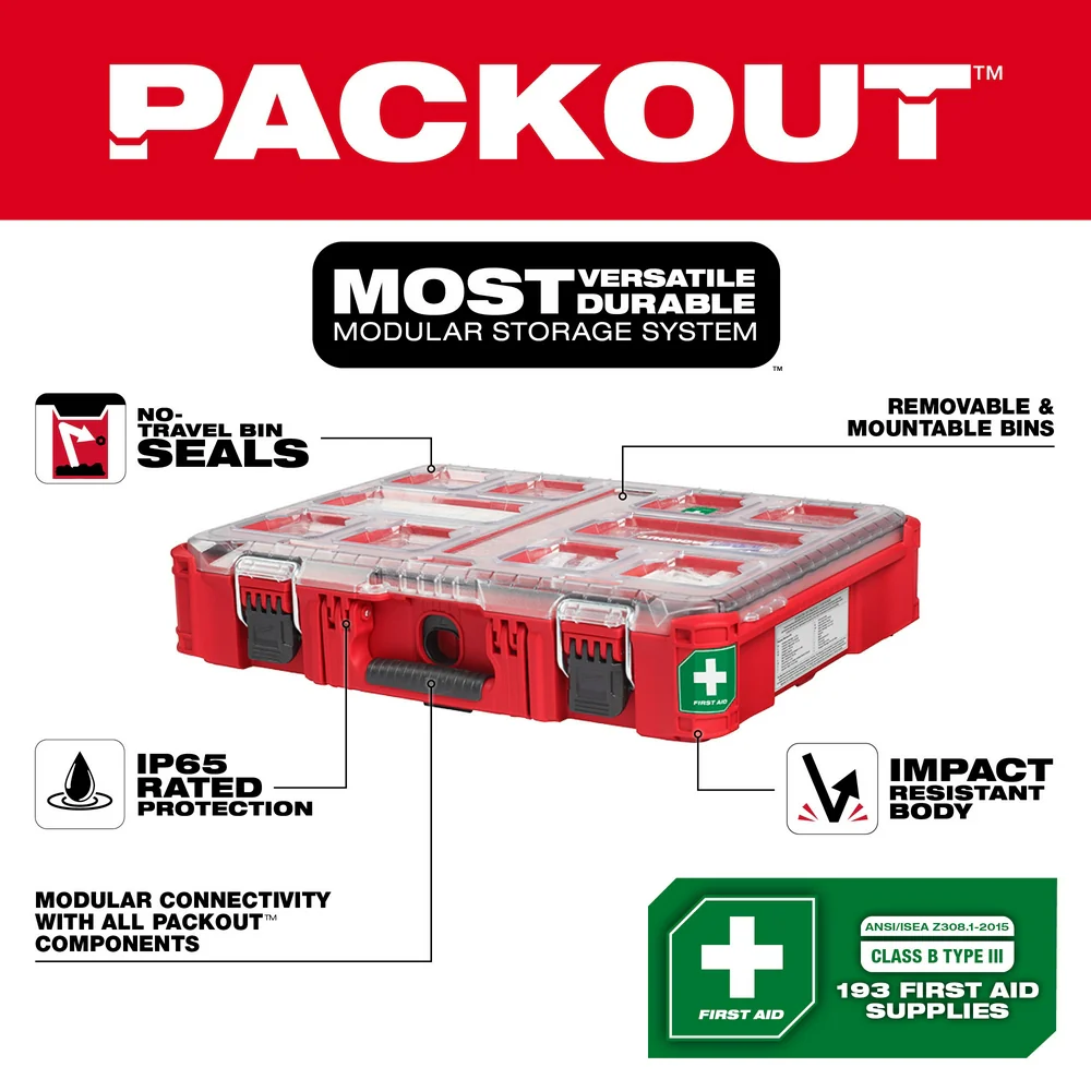 Milwaukee 48-73-8430CB Class B Type 3 PACKOUT First Aid Kit w/ PACKOUT Organizer