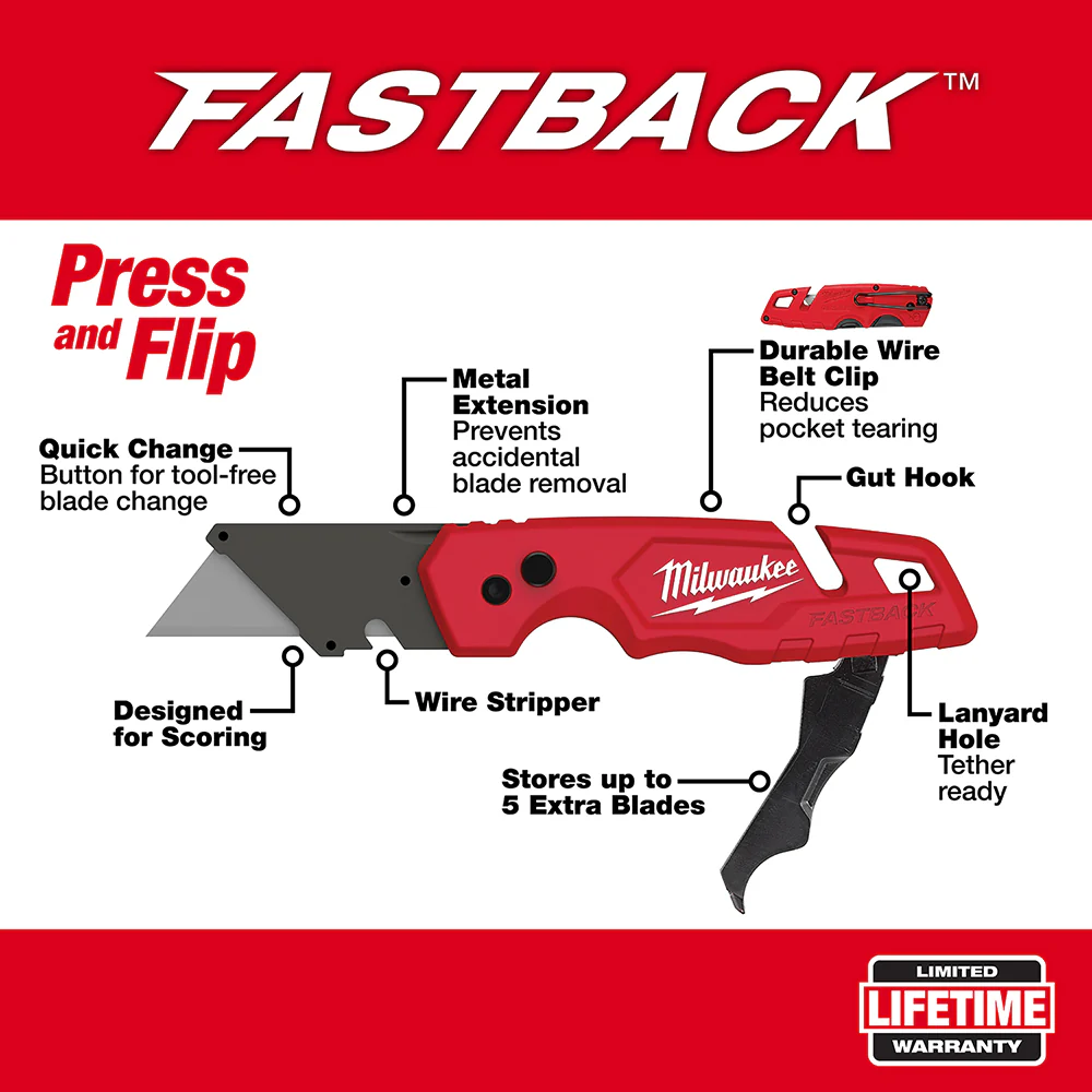Milwaukee 48-22-1503 FASTBACK Folding Tool Free Utility Knife Set - 2 PC
