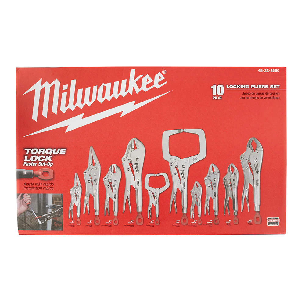 Milwaukee 48-22-3690 TORQUE LOCK Pliers Kit w/ Ergonomic Handles - 10 PC