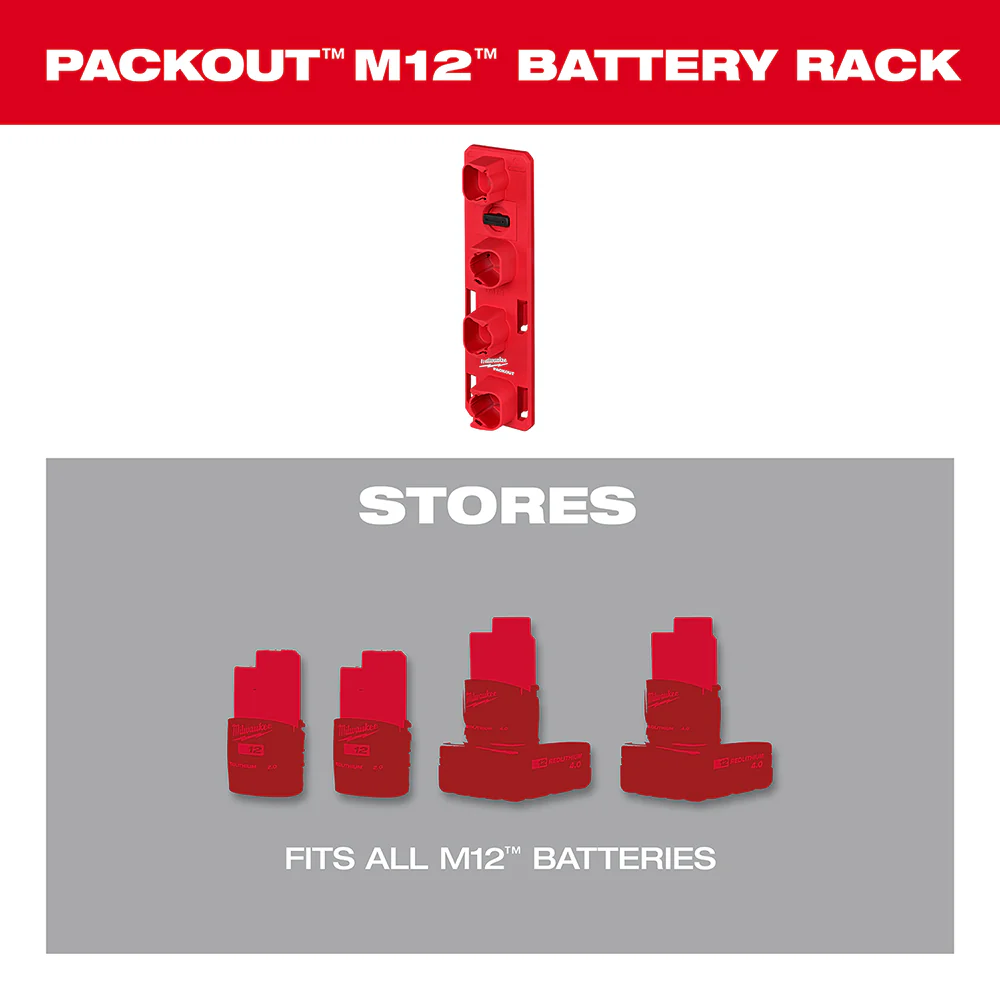 Milwaukee 48-22-8496-M12 PACKOUT Compact Wall Plate w/ M12 Battery Rack