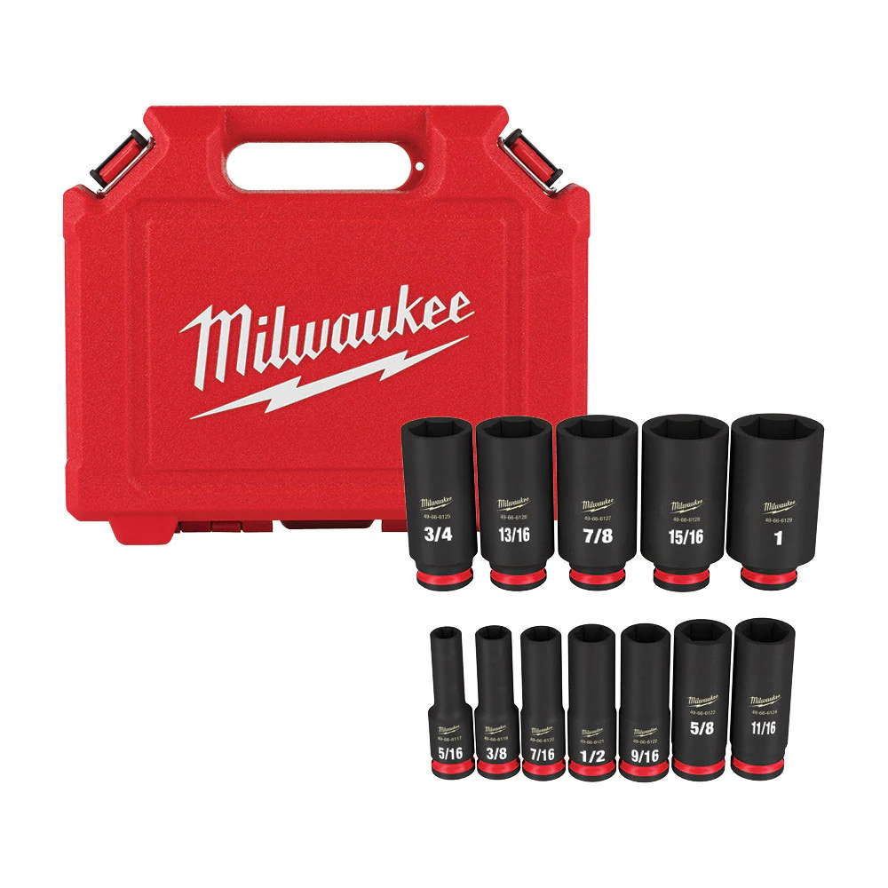 Milwaukee 49-66-7006 SHOCKWAVE 3/8 Drive SAE  6 Point Socket Set - 12PC
