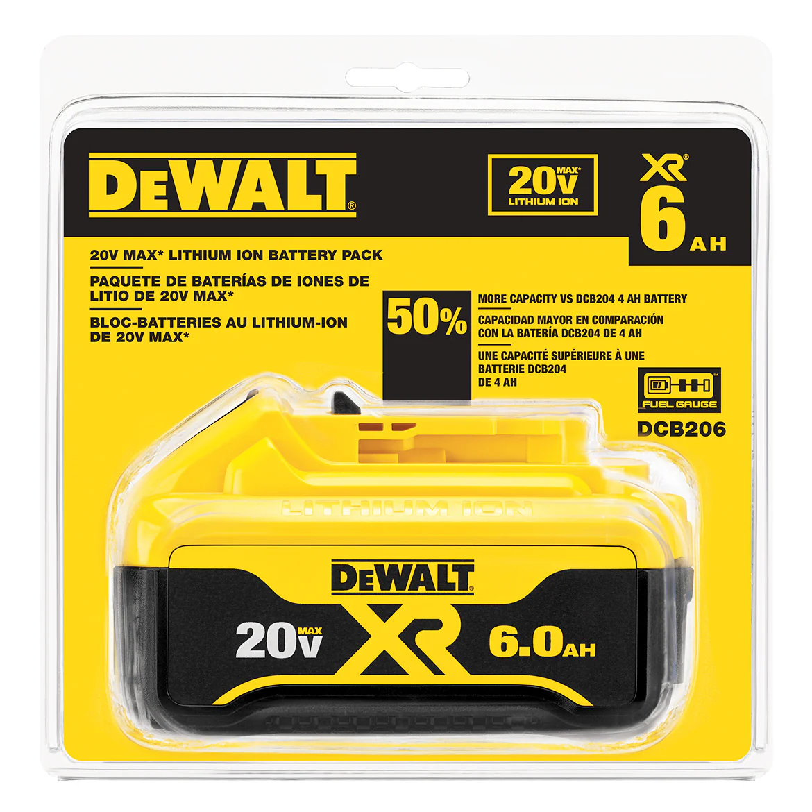 DeWALT DCB206 20V 6.0-Ah MAX Durable Premium Lithium-Ion Battery Pack