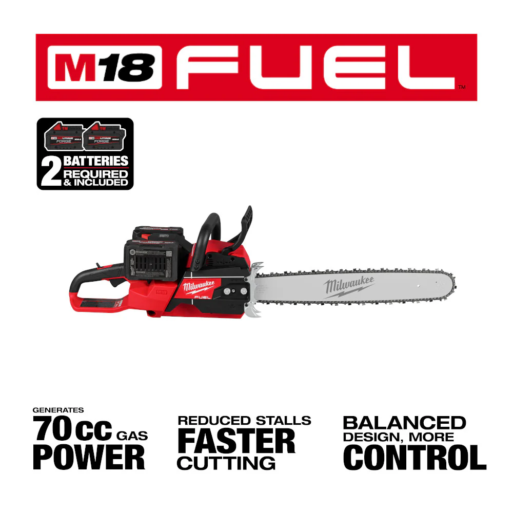 Milwaukee 2827-22 M18 FUEL 18V 20 Dual Battery Chainsaw Kit