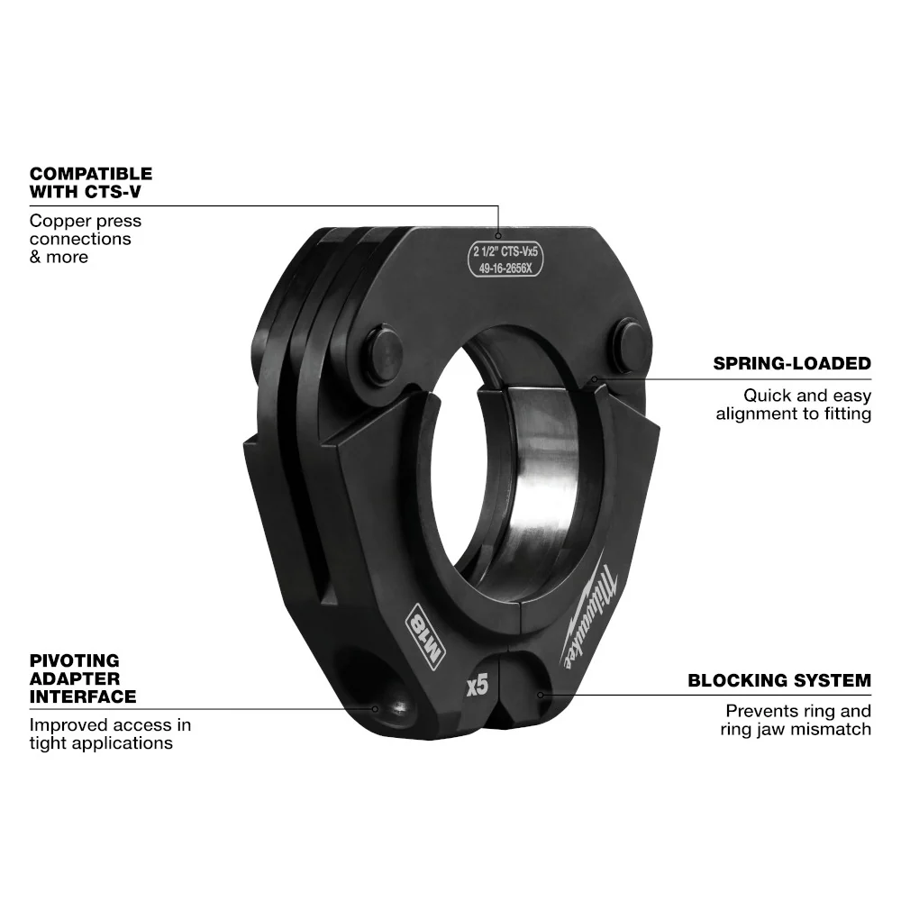 Milwaukee 49-16-2690X 2-1/2-4 CTS-V Pivoting Press Ring Kit M18 FORCE LOGIC