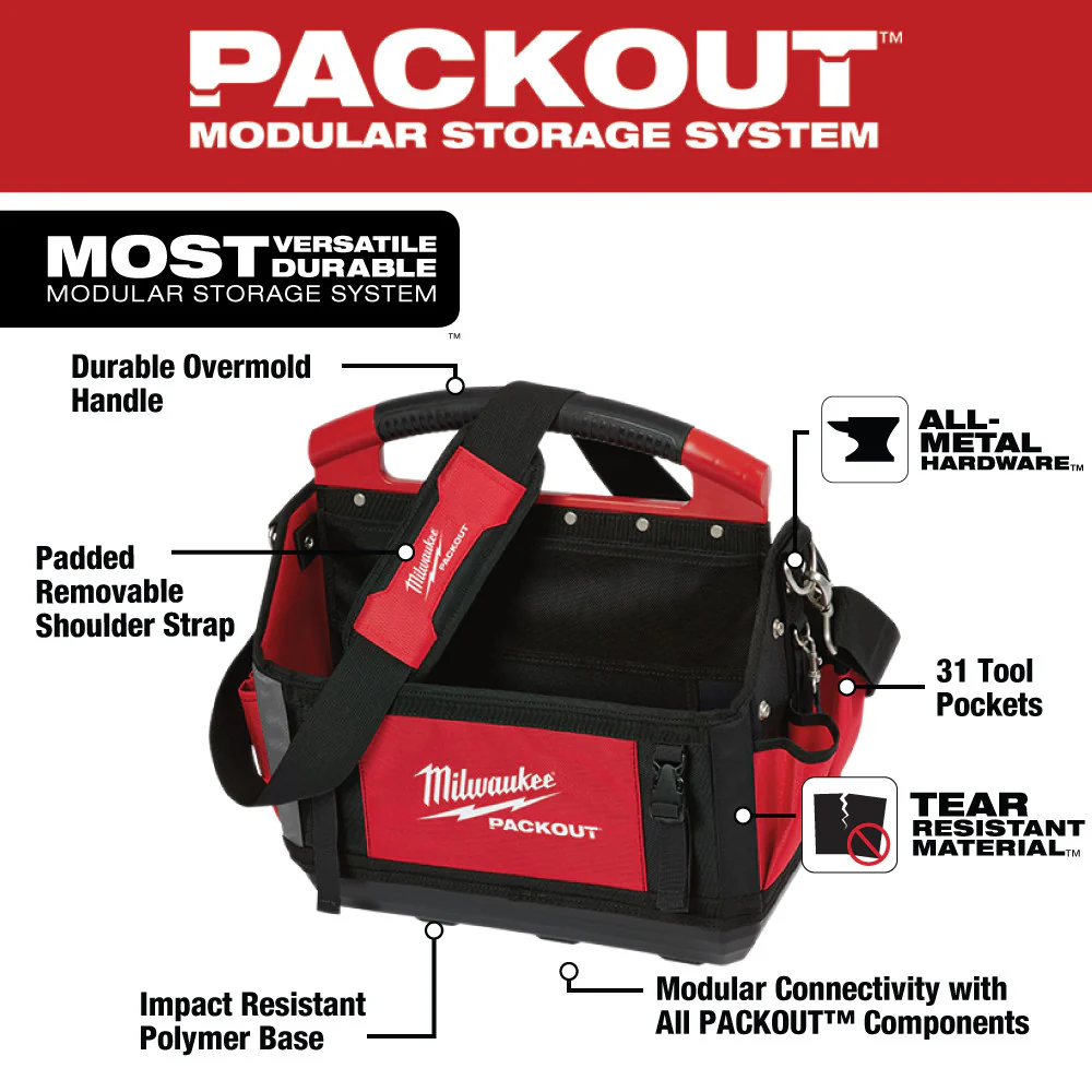 Milwaukee 48-22-8315 15-Inch 31-Pocket Ballistic Material Packout Tote