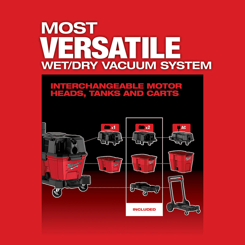 Milwaukee 0920-22HD8 M18 FUEL 9 Gallon Wet/Dry Vacuum Kit w/ 8AH Starter Kit