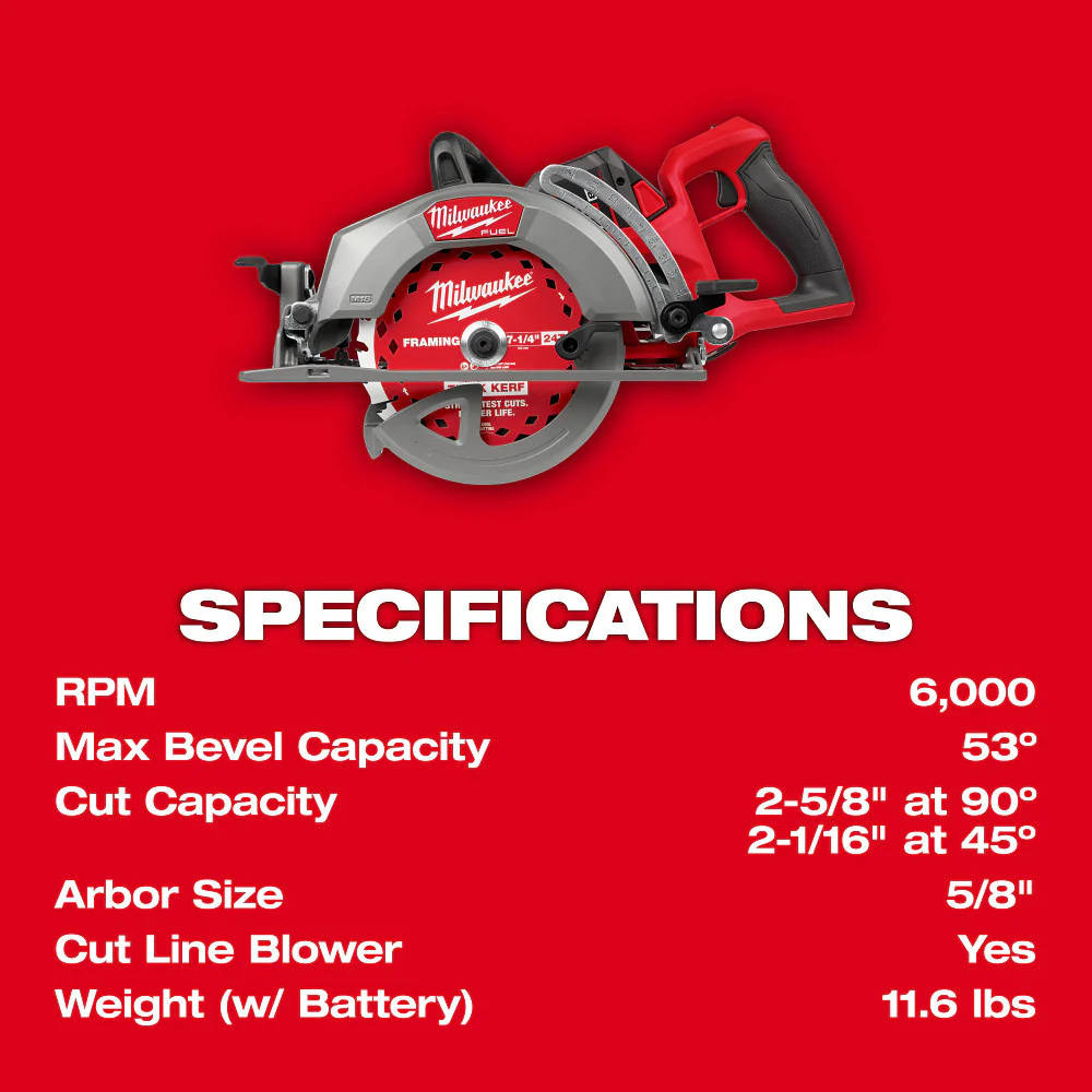 Milwaukee 2930-21HD M18 FUEL 18V 7-1/4 Rear Handle Circular Saw Kit