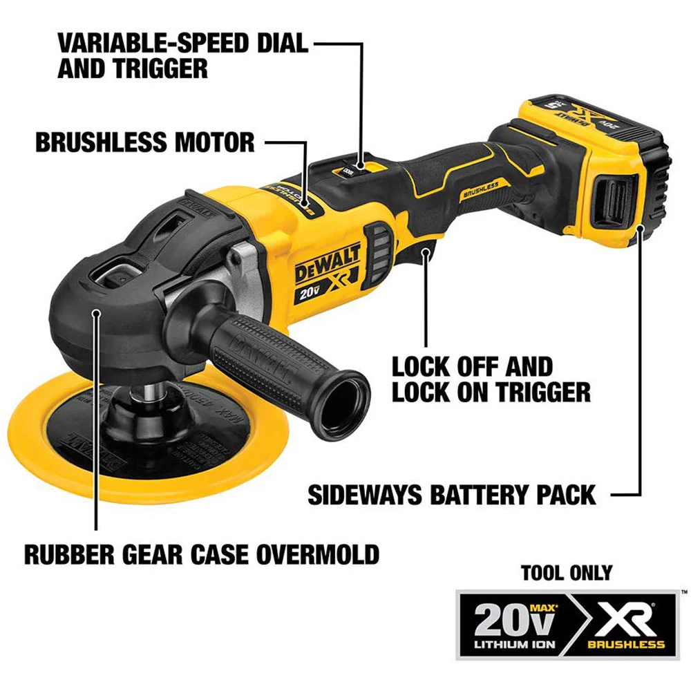 DeWALT DCM849B 20V MAX XR 7 Brushless Cordless Rotary Polisher - Bare Tool