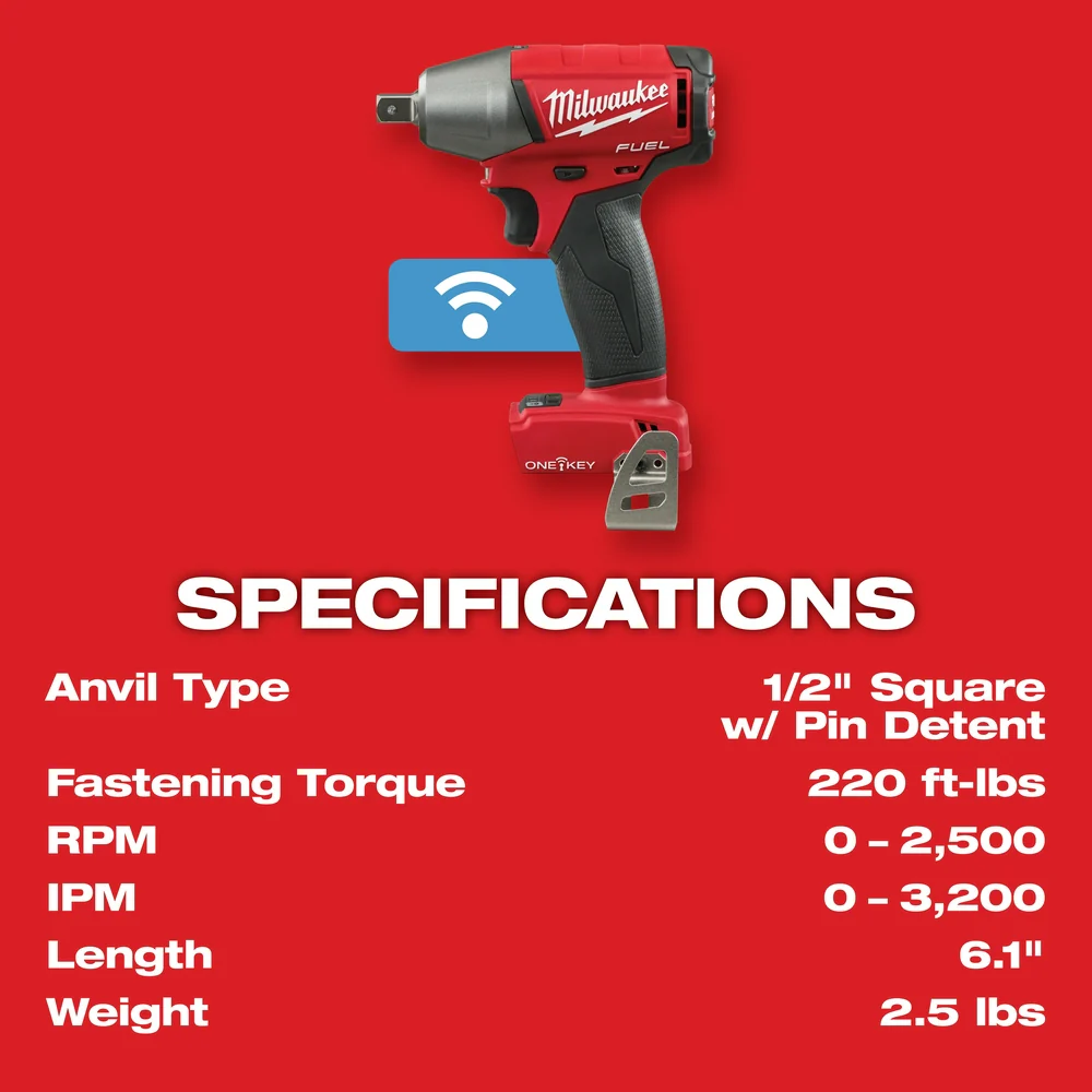 Milwaukee 2759-80 M18 FUEL 18V 1/2 Compact Impact Wrench Kit - Bare Tool -Recon