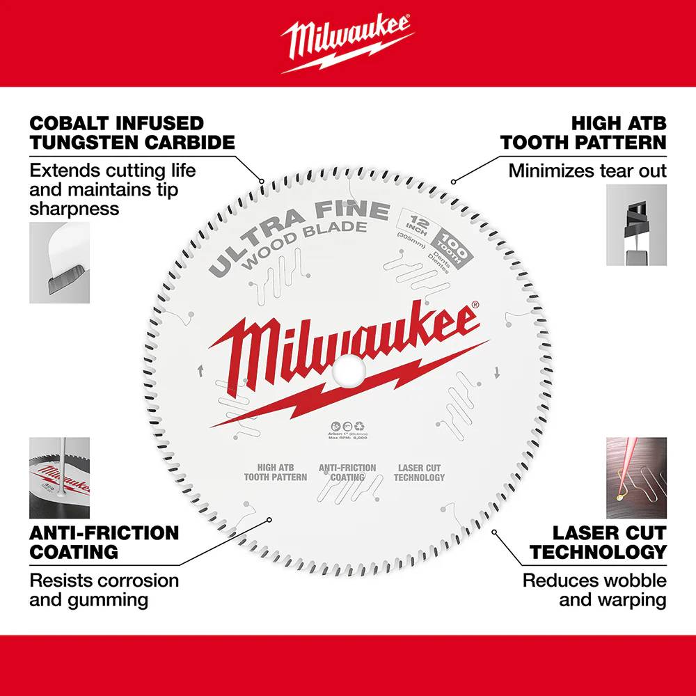 Milwaukee 48-40-1228 12 100T Ultra Fine Circular Saw Wood Blade
