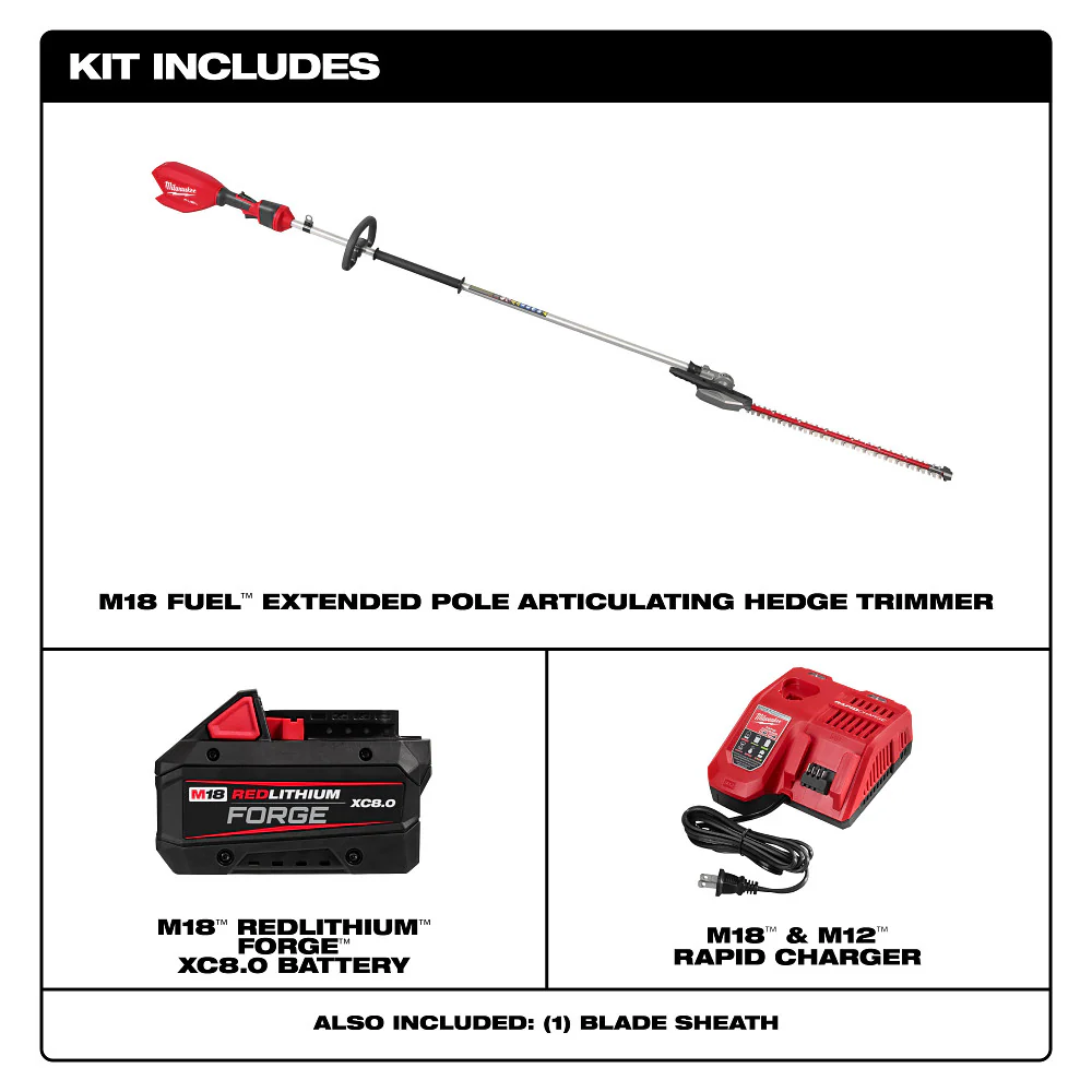 Milwaukee 3035-21 M18 FUEL 18V Extended Pole Articulating Hedge Trimmer Kit