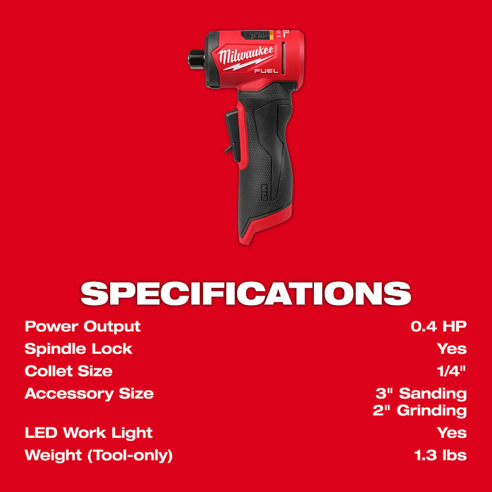 Milwaukee 3485-20 M12 FUEL 12V 1/4 Right Angle Die Grinder - Bare Tool