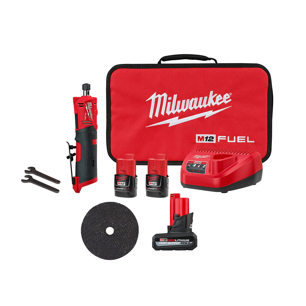 Milwaukee 2486-22 M12 FUEL 12V 1/4 Straight Die Grinder Kit w/ 5AH Battery