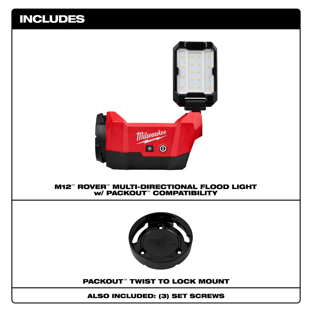 Milwaukee 2350-20 M12 12V ROVER Multi-Directional Flood Light PACKOUT -Bare Tool