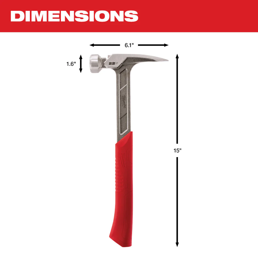 Milwaukee 48-22-9022 22oz Milled Face Framing Hammer w/ I-Beam Handle