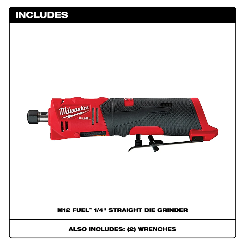 Milwaukee 2486-20 M12 FUEL 12V 1/4 Cordless Brushless Straight Die Grinder-Bare Tool