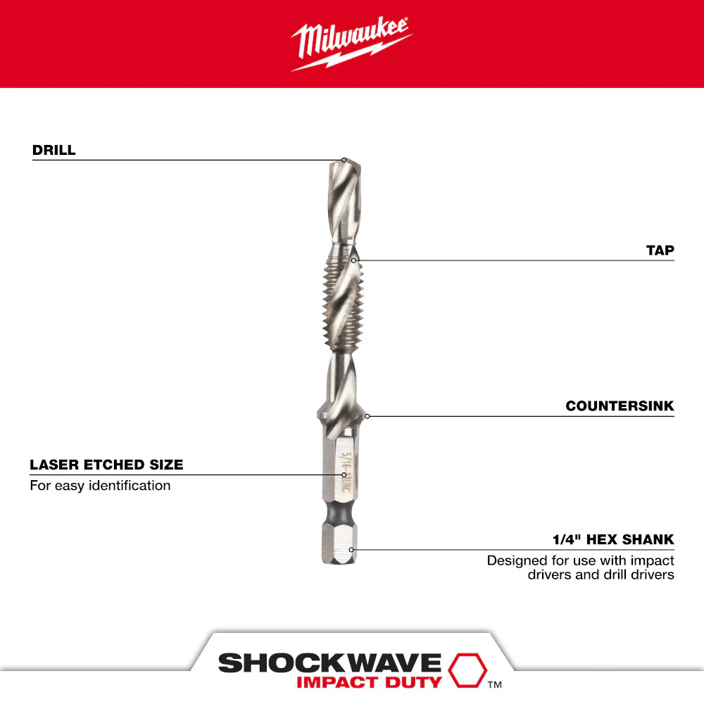 Milwaukee 48-89-4875 Metric SHOCKWAVE Impact Drill and Tap Bit Set - 5 PC