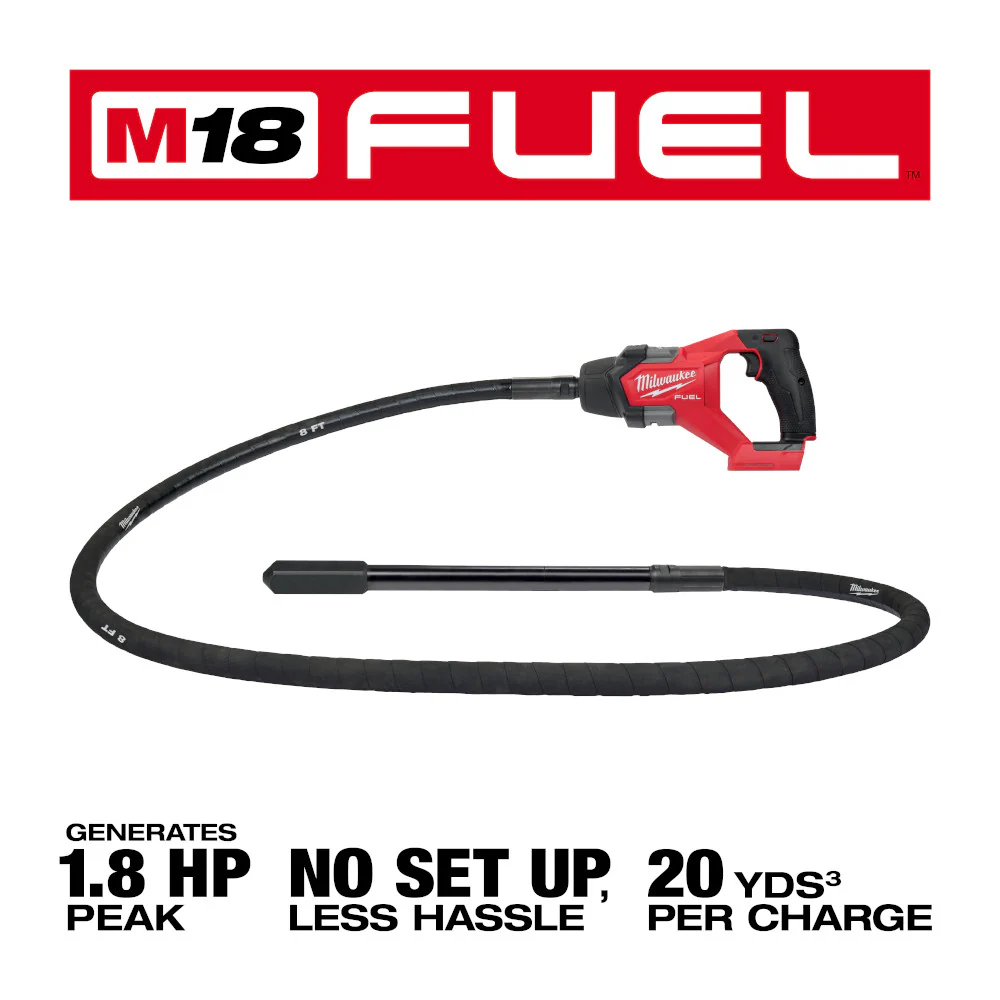 Milwaukee 2911-80 M18 FUEL 18V 8' Lithium-Ion Concrete Vibrator - Recon