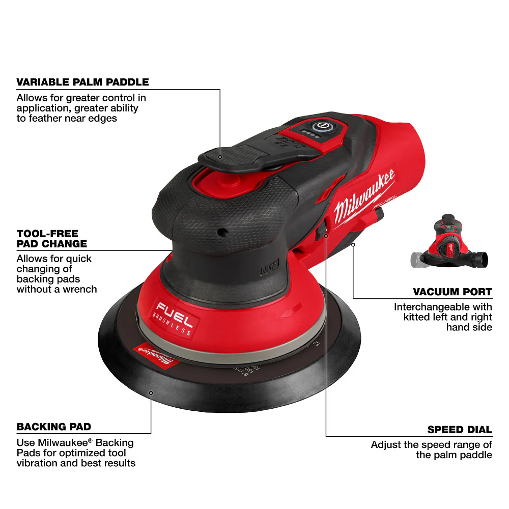 Milwaukee 2584-20 M12 FUEL 12V 6 Random Orbital Sander (3/32 Inch)