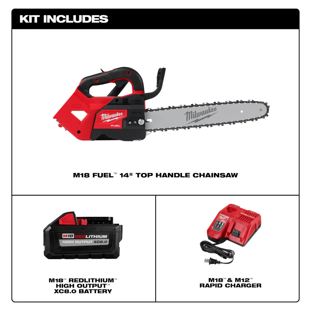 Milwaukee 2826-21T M18 FUEL 18V 14 Cordless Top Handle Chainsaw Kit