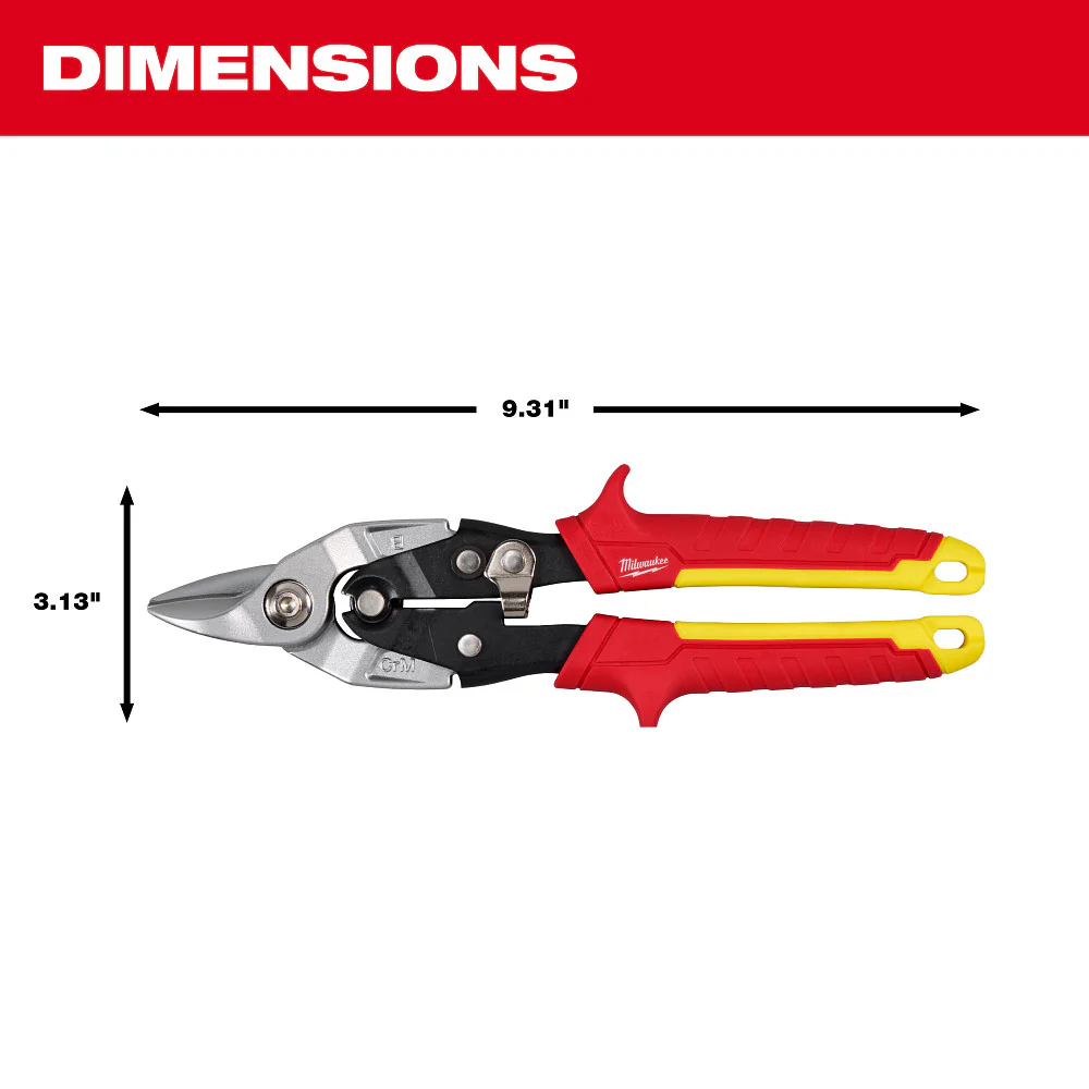 Milwaukee 48-22-4569 Durable Bulldog Aviation Snips w/ Color Coded Handles