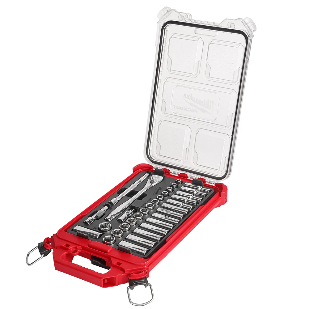Milwaukee 48-22-9482 3/8 Ratchet Metric Socket Set w/ PACKOUT Case - 32pc