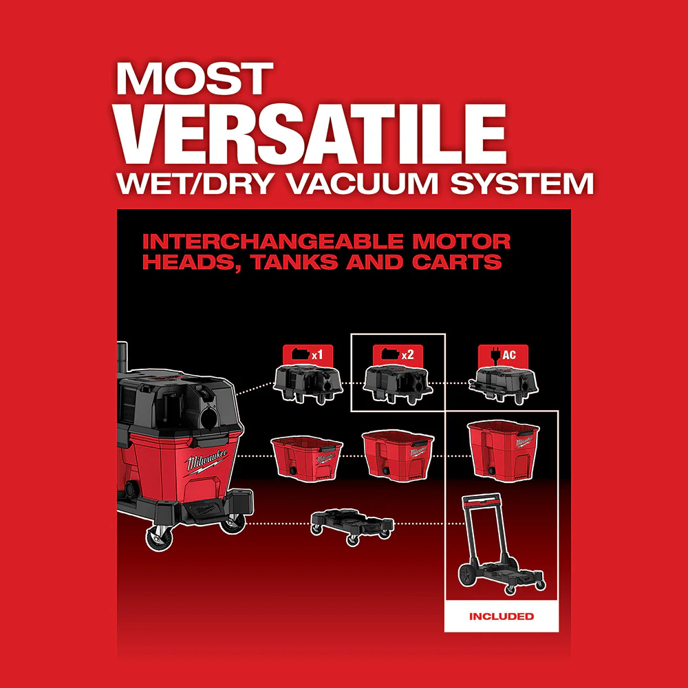 Milwaukee 0930-22HDAT M18 FUEL 18V 12 Gallon Vacuum w/ M12 Nozzle and Battery