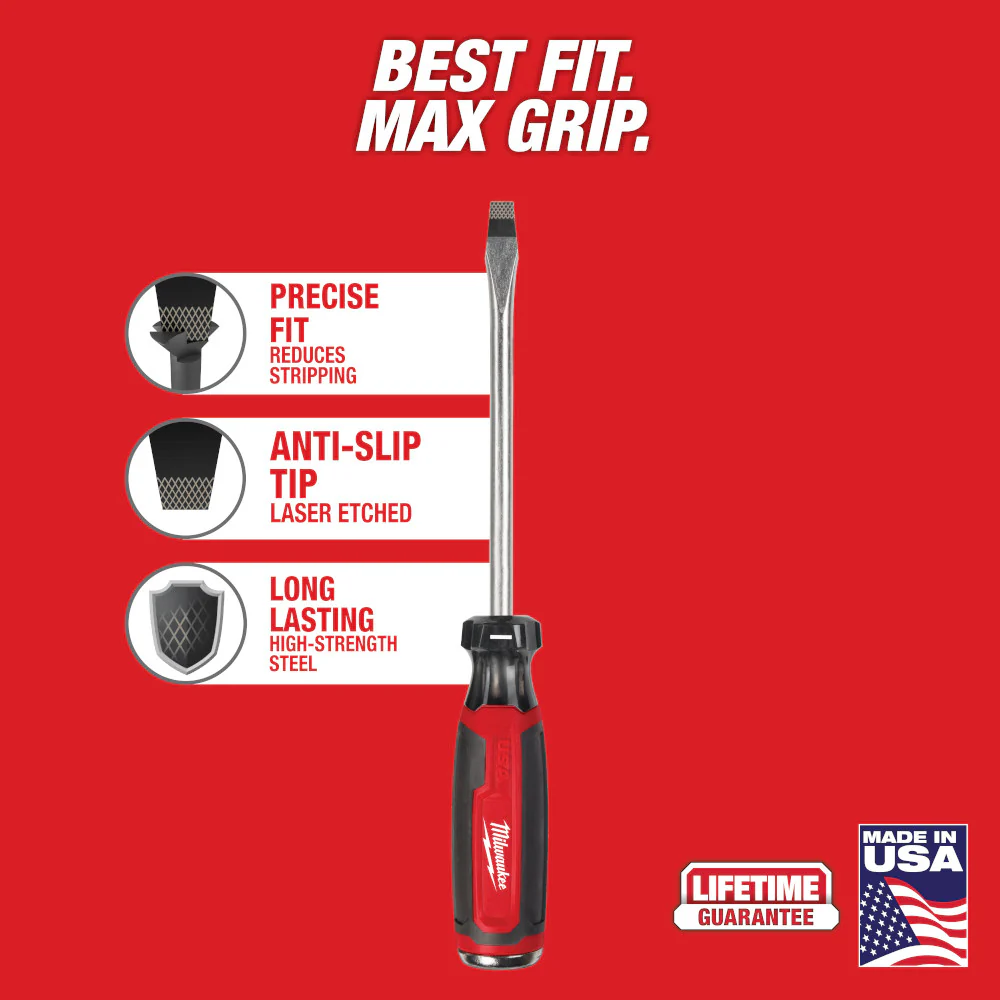 Milwaukee MT208 5/16 Slotted 6 Cushion Grip Demo Screwdriver - Made In USA