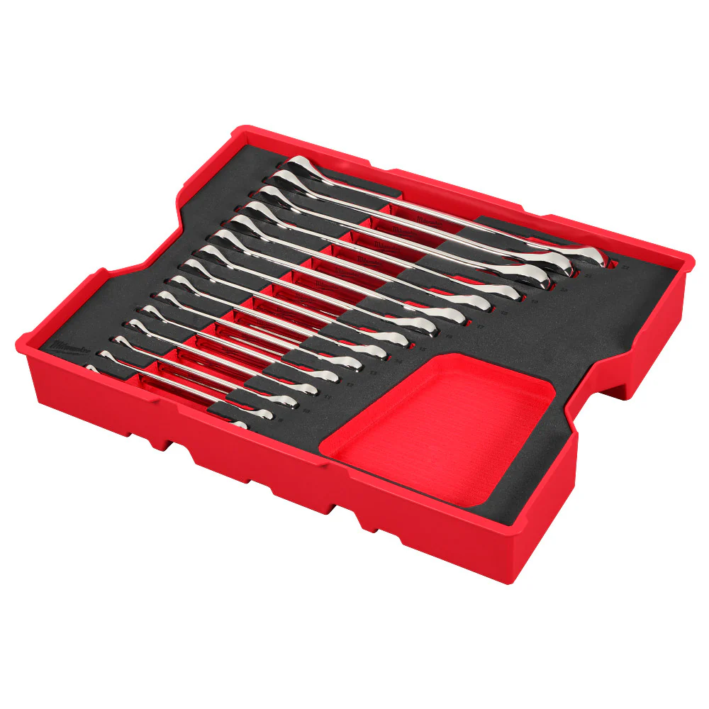 Milwaukee 48-22-0156 Metric Ratcheting Wrench Set in PACKOUT Storage Tray - 15PC