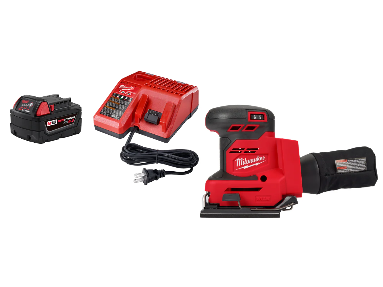 Milwaukee 48-59-1850SSR M18 18V REDLITHIUM XC5.0 Starter Kit w/ Square Sander