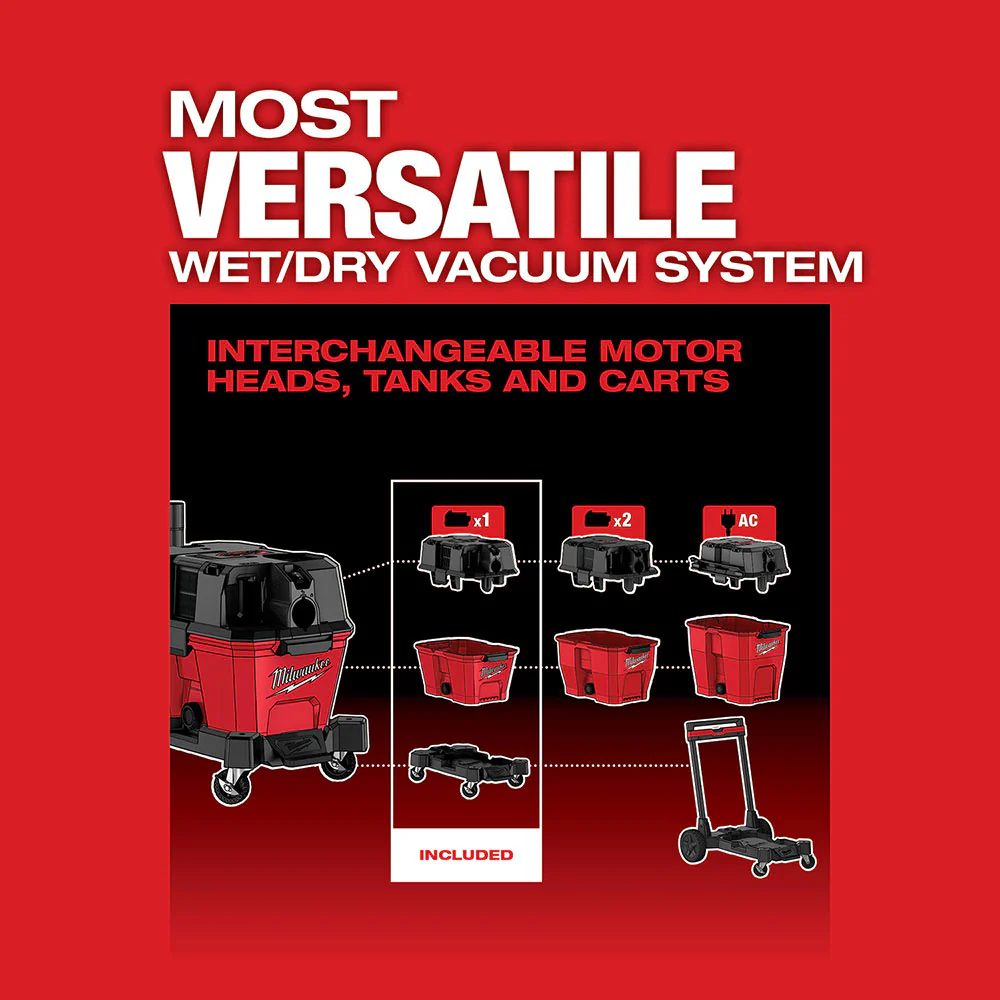 Milwaukee 0910-20U M18 FUEL 6 Gallon Wet/Dry Vacuum w/ AIR-TIP Brush/Nozzle Kit