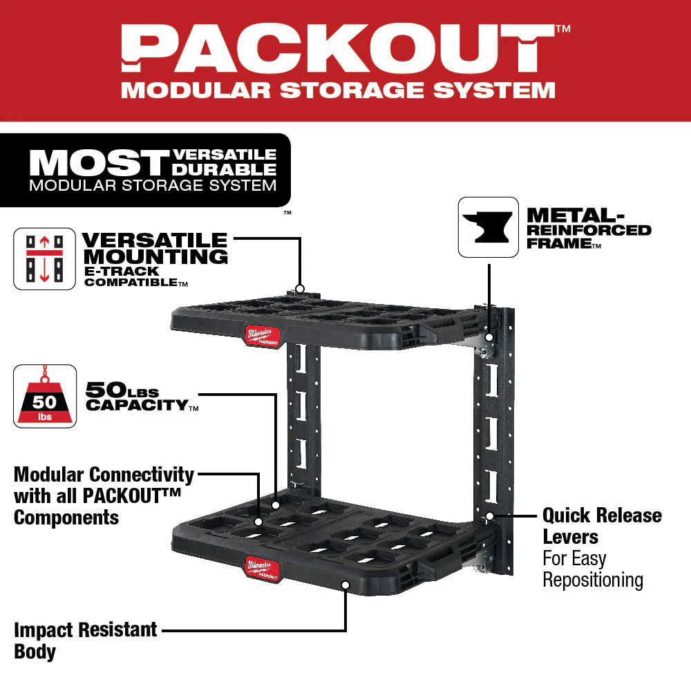 Milwaukee 48-22-8480 PACKOUT Heavy Duty Racking Kit w/ 50 Pound Capacity