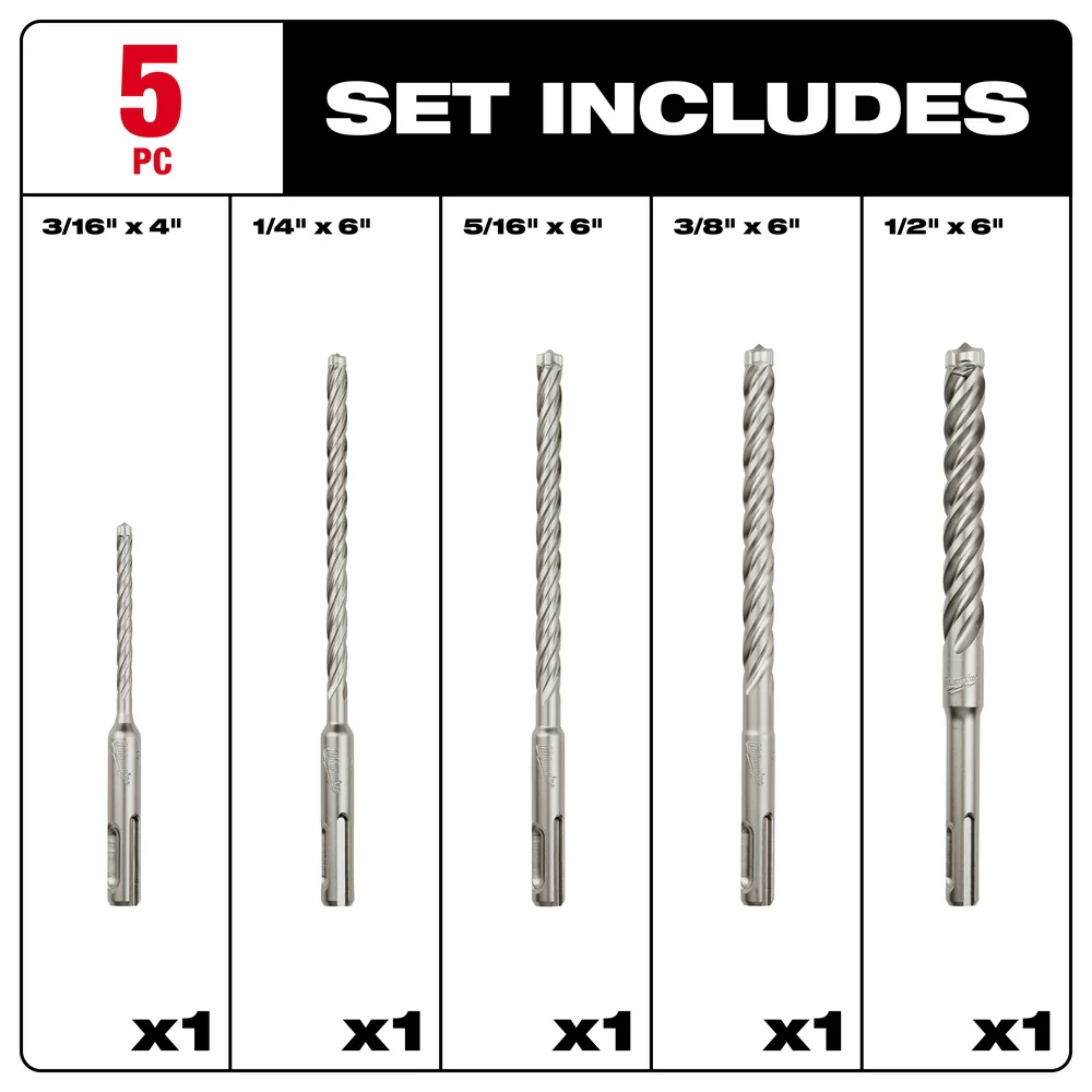 Milwaukee 48-20-7498 SDS-PLUS 4CT MX4 Rotary Hammer Drill Bit Kit - 5 PC