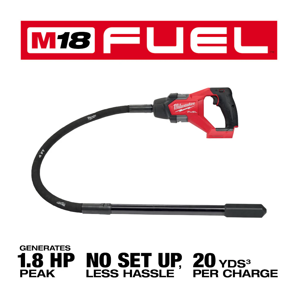 Milwaukee 2910-20 M18 FUEL 18V 4' Concrete Pencil Vibrator - Bare Tool