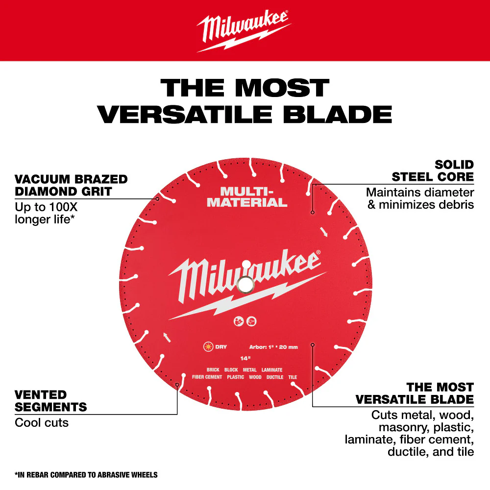 Milwaukee 49-93-9609 9 Multi-Material Diamond Blade w/ Vented Segment