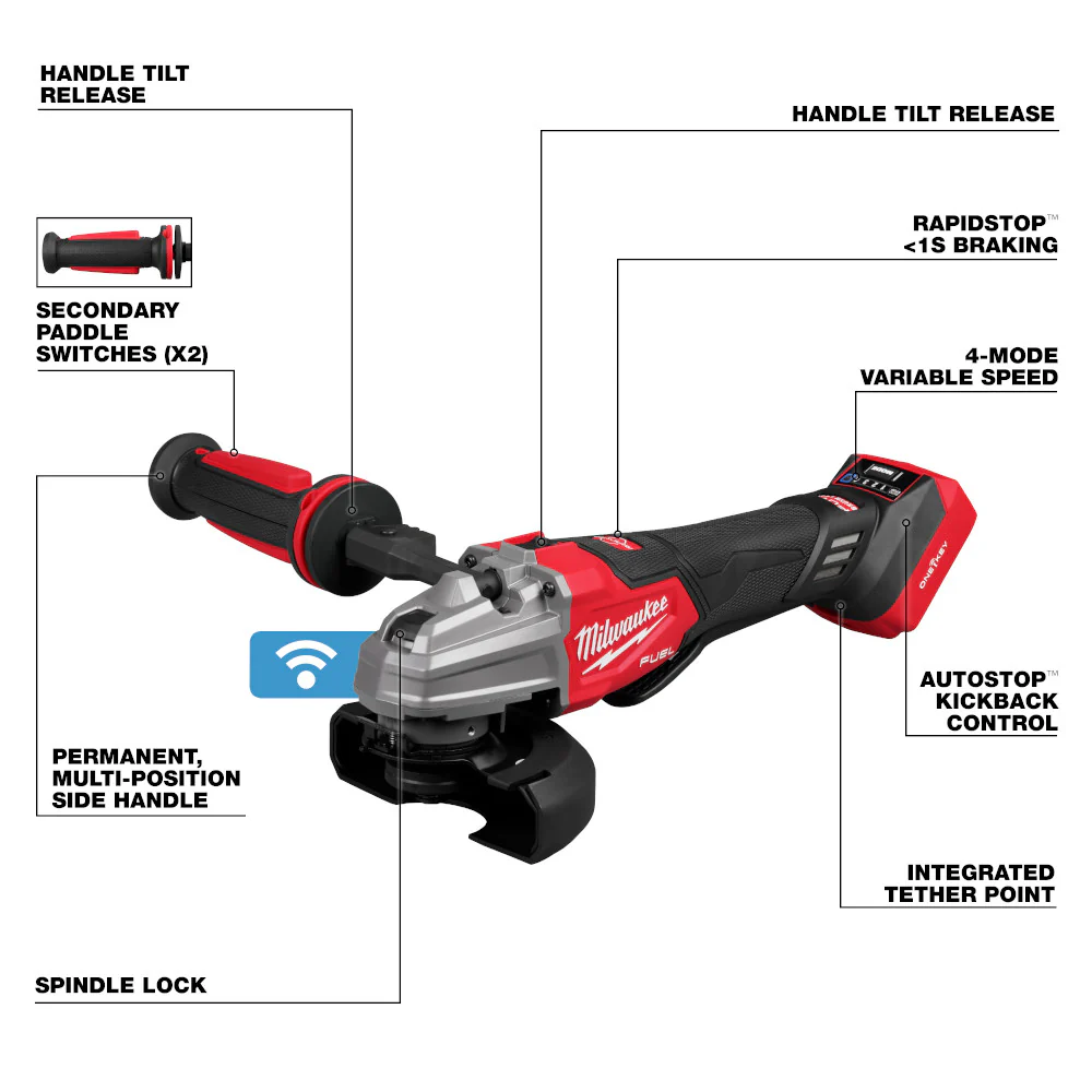 Milwaukee 2986-20 M18 FUEL 18V 4-1/2 / 5 Dual-Trigger Braking Grinder