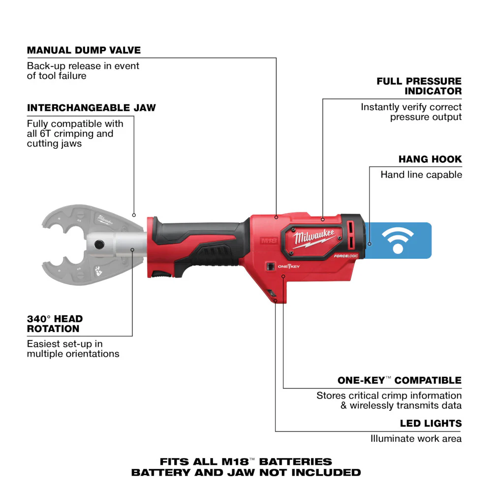 Milwaukee 2678-80 M18 FORCE LOGIC 18V 6T Utility Crimper - Bare Tool - Recon