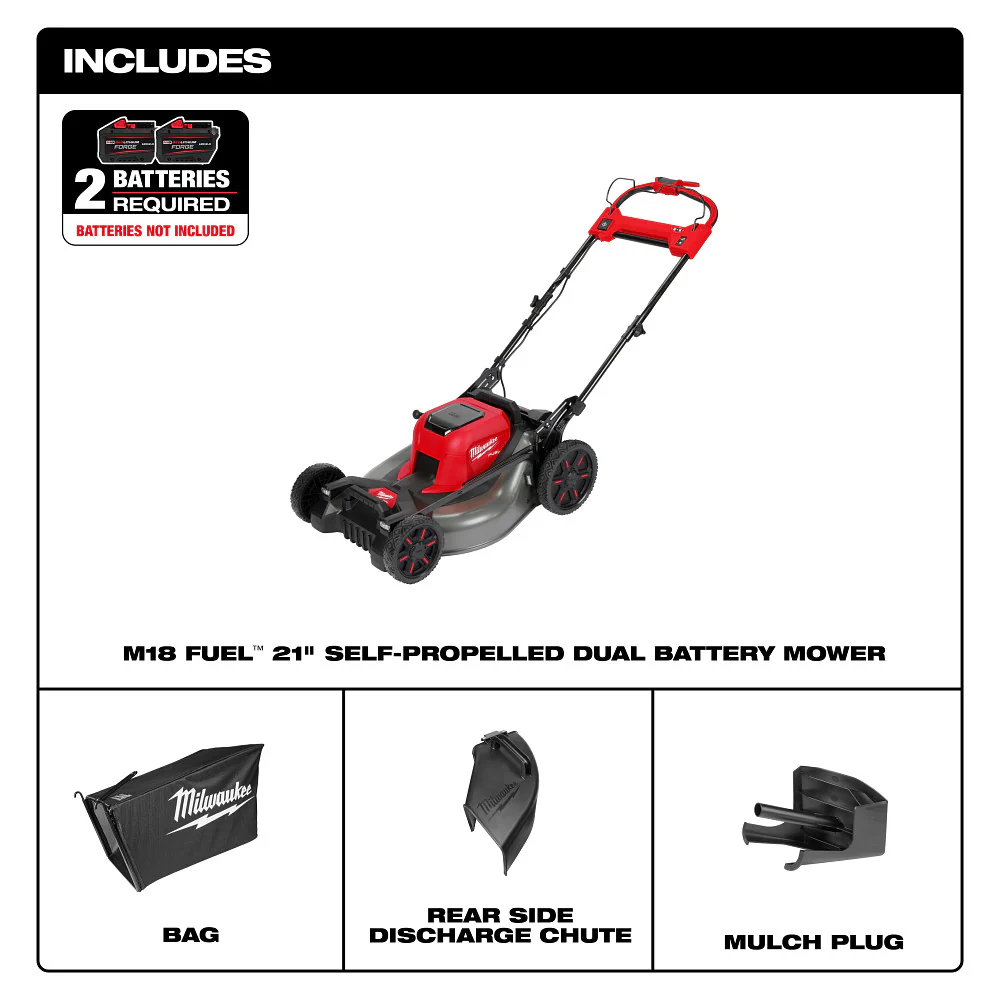 Milwaukee 2823-20 M18 FUEL 18V 21 Self-Propelled Dual Battery Mower - Bare Tool