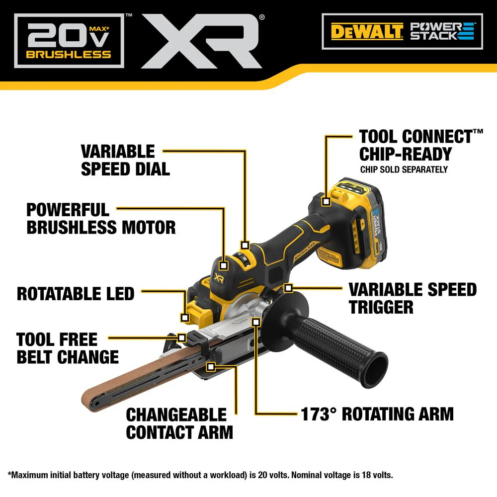 DeWALT DCM200E1 20V XR 18 Brushless Cordless Li-Ion Bandfile Kit
