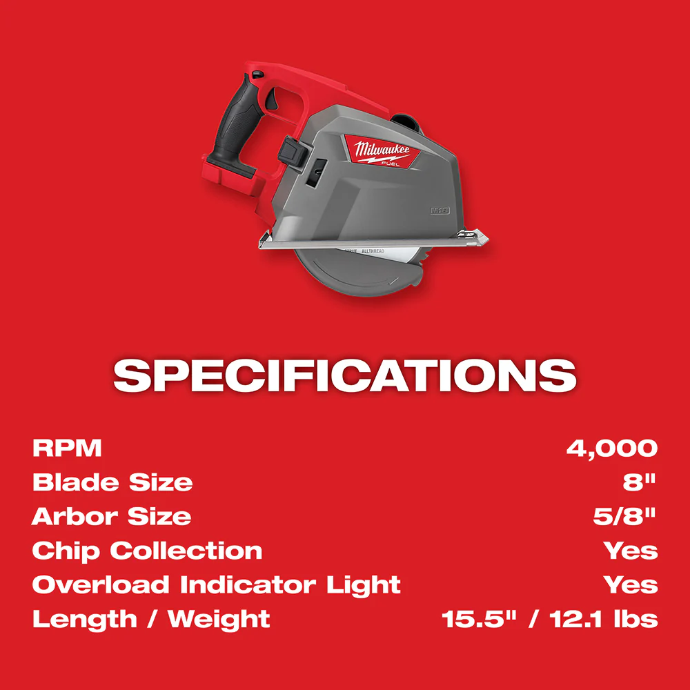 Milwaukee 2982-80 M18 FUEL 18V  8 Metal Cutting Circular Saw - Bare Tool. Recon
