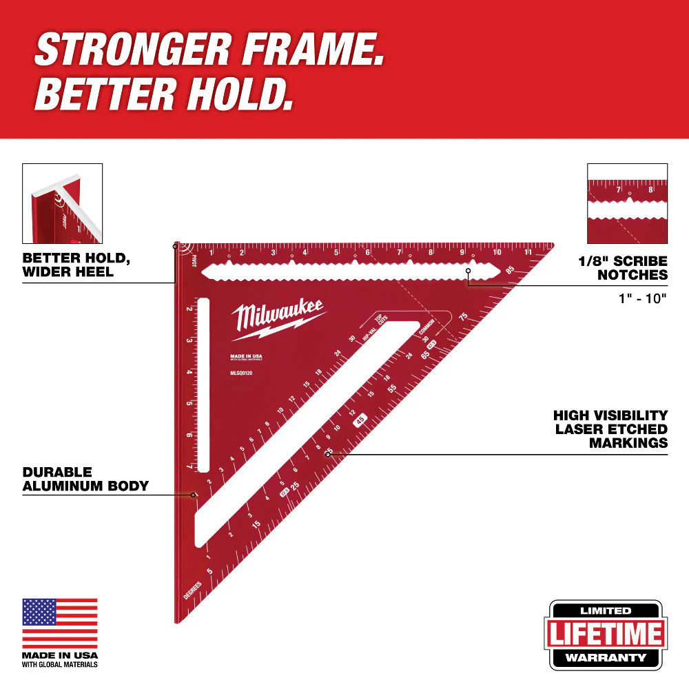 Milwaukee MLSQ0120 12 Rafter Square w/ High Precision Layout