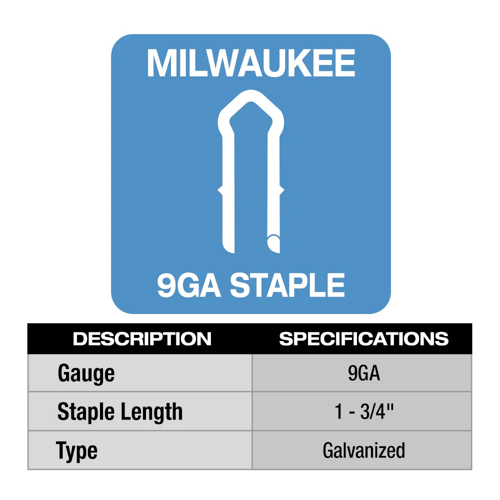 Milwaukee MPU134-960 1.75  9 Gauge Hot Dipped Galvanized Staples - 960 PC