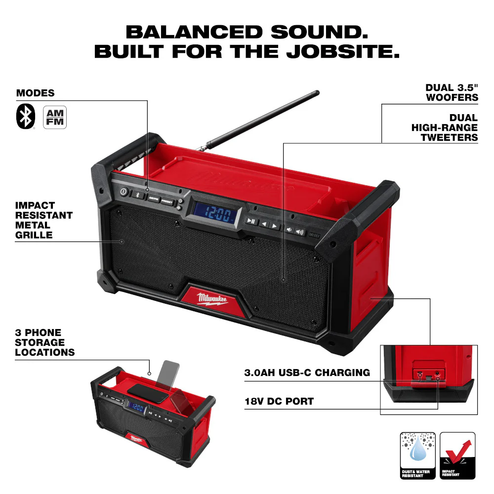 Milwaukee 3697-22Radio M18 FUEL 18V 2-Tool Combo Kit w/ M18 Radio
